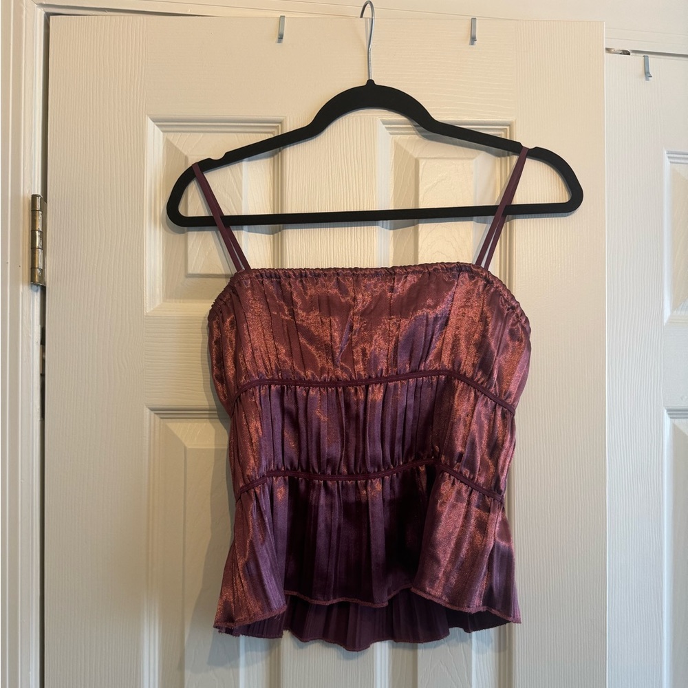 Free People Intimately Ruched/Shirred Satin Tank. NWOT.